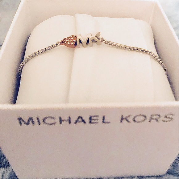 NIB Michael Kors Women's Two-Tone Brass Chain Bracelet - Picture 5 of 7